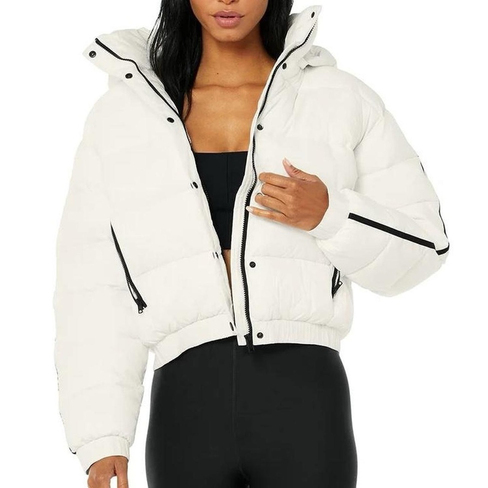 Alo Black and White Puffer with Hood
